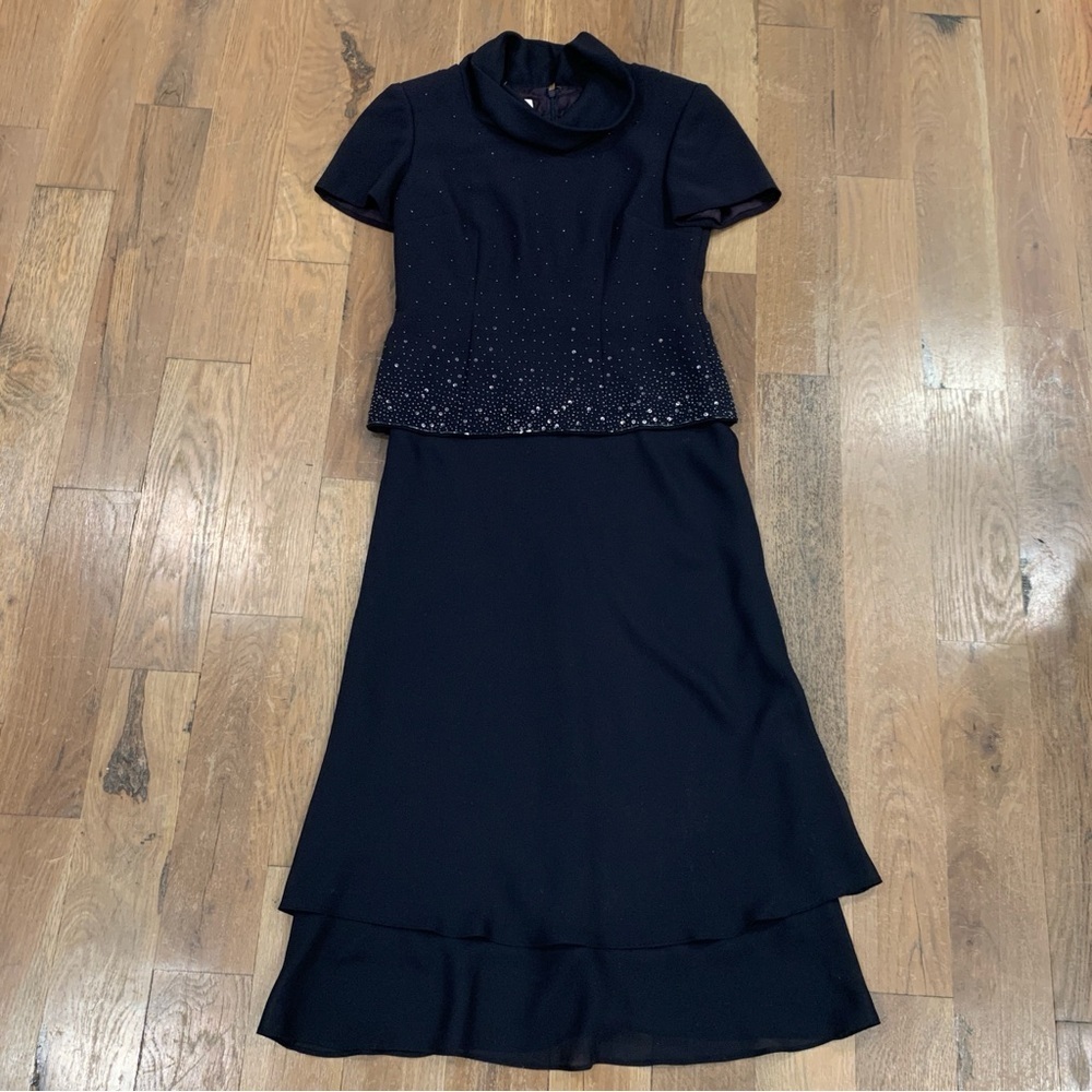 Talbots Petite Sequin Navy Blue Sequin Dress Size 2